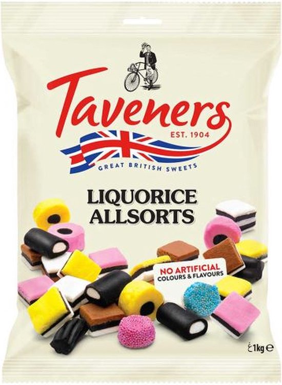 Taveners Liquorice Allsorts Drop snoep 1kg