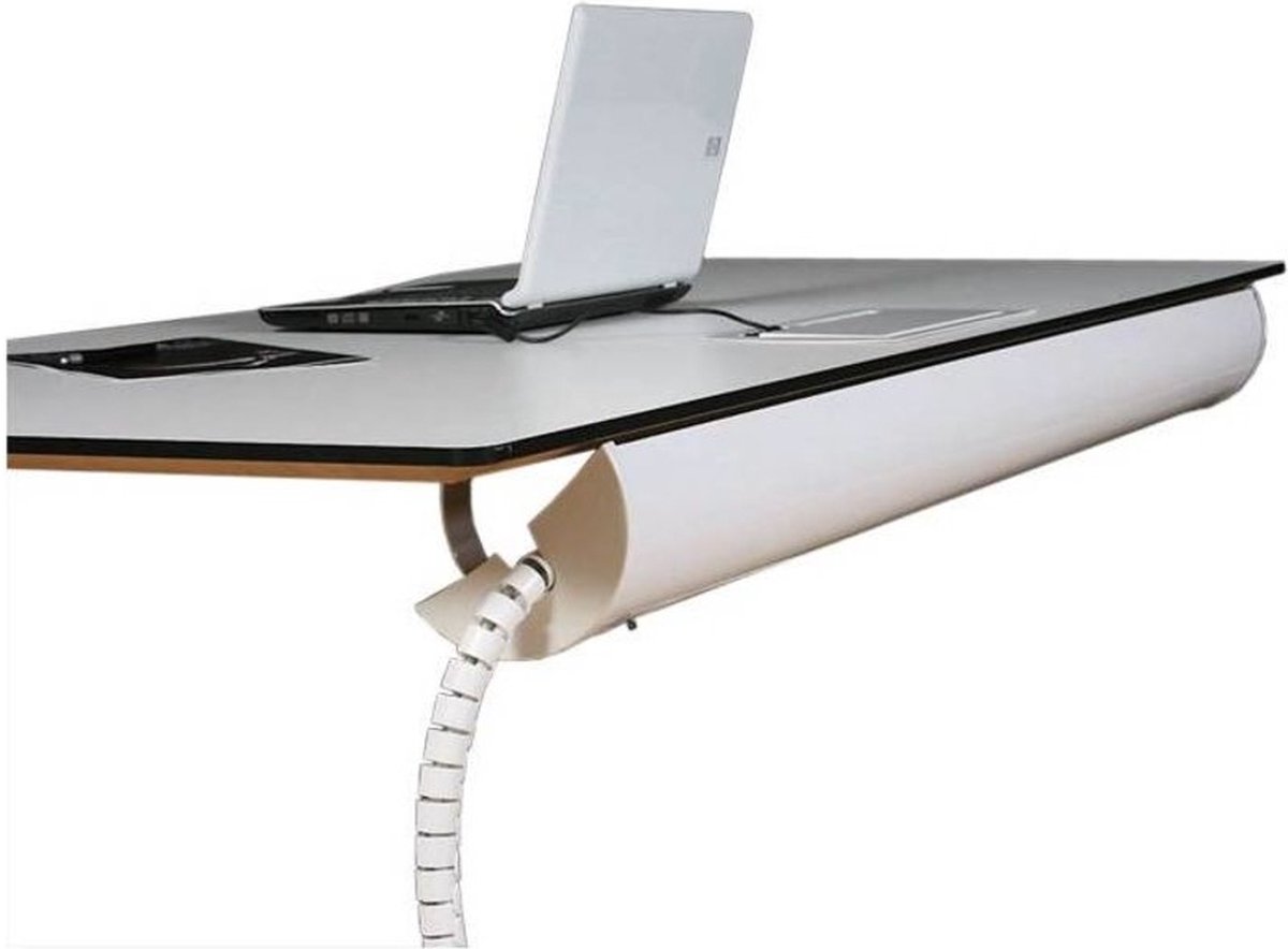 Offeco - Kabelgoot - Kabelgoot bureau - Kabel organiser- Kabelgoot 1150mm - Kabelgoot wit - draaifunctie- Kabelgoot cm - Kabelgoot