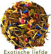 Losse thee - Witte thee - Exotische liefde - Thee - Verse thee - Duurzaam thee - Ijsthee - High tea - Ice tea - Met echte stukken - Perzik - Peer - Papaya - Pai mu tan - Rozenblaad