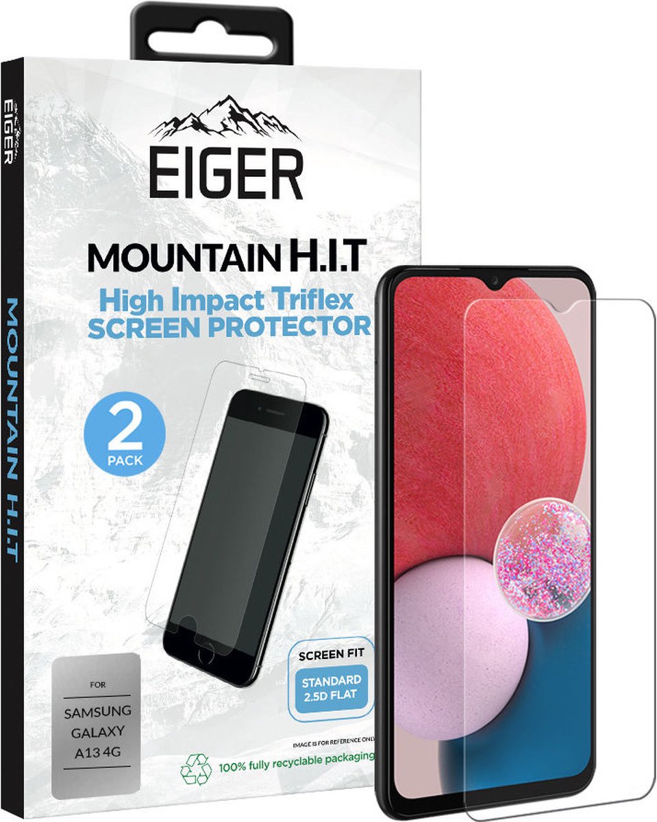 Eiger H.I.T. Samsung Galaxy A13 4G Tempered Glass Plat (2-Pack)