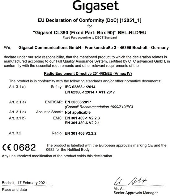 Gigaset CL390 A White Lucent