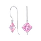 Joie|S - Boucles d'oreilles diamants classiques carrés en argent - zircone rose - boucles d'oreilles