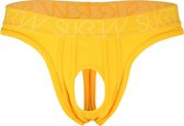 Sukrew U-Style Classic String Geel - Maat XL - Erotische Heren String - Sexy Mannen Ondergoed - Open voorkant