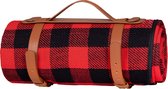 Springos Picknick Kleed | Picknickdeken | Buitenkleed | Picknick | 200 x 150 cm | Zwart / Rood