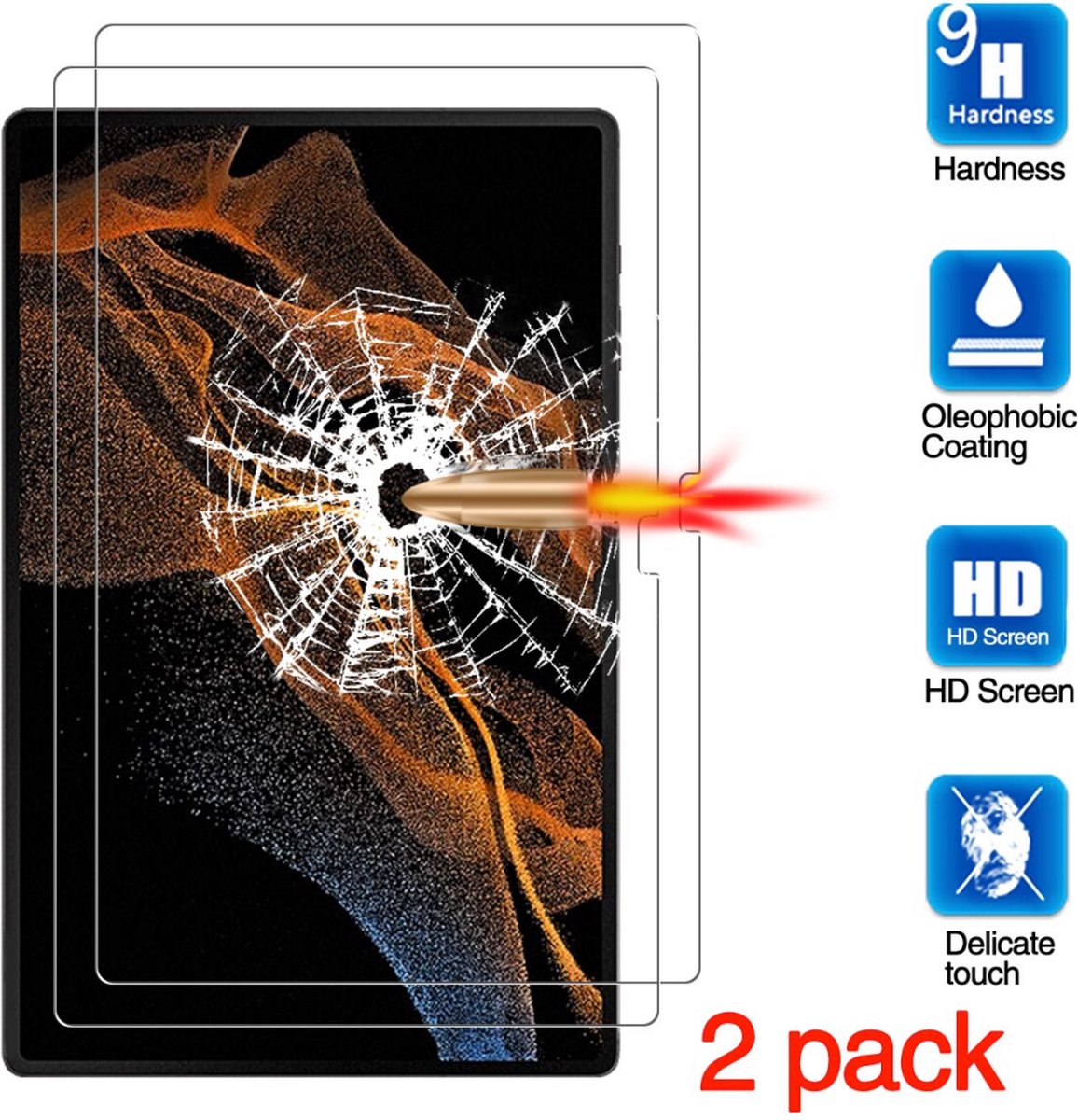 Tempered Glass Screen Protector Geschikt Voor Samsung Galaxy Tab S8 Ultra 14.6 Inch - Ultradun Gehard Glas Screenprotector - Optimale Display Bescherming - Beschermglas Glasplaatje - Case Friendly - Set Van 2 Stuks