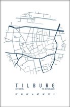 Walljar - Stadskaart Tilburg Centrum IV - Muurdecoratie - Poster met lijst