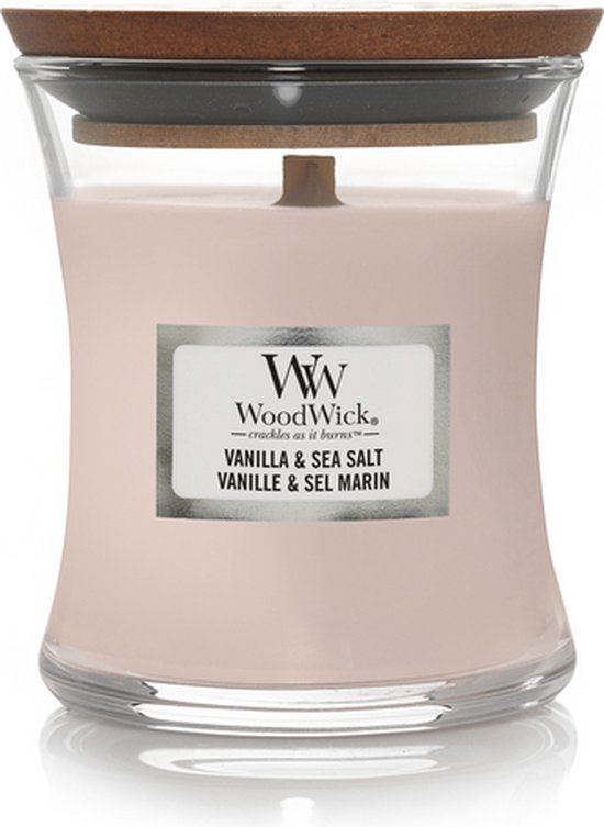 WoodWick® geurkaars -Vanilla & Sea salt - 8 x 7 cm - Mini