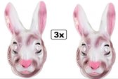 3x Masker haas/konijn volwassenen - Pasen Paashaas festival thema feest dieren