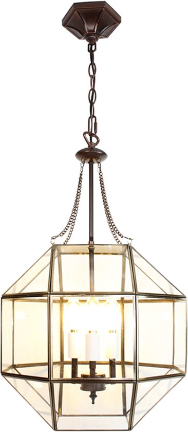 LumiLamp Lampes à suspension 35x35x180 cm Transparent Métal Verre Lampe de table à manger