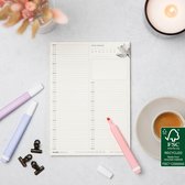 Planjeweek.nl | Prikkelarme A5 dagplanner 'Lotus' schrijfblok - jouw rustigste dagoverzicht met voldoende schrijfruimte en reflectievragen | Plan jouw tijd & energie per kwartier!