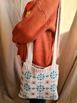 Gebreid schoudertas kind - Roze shopper - Tasje met bloemen - Gebreid kindertas - Cadeau kind - Kerstcadeau kind -Hii You