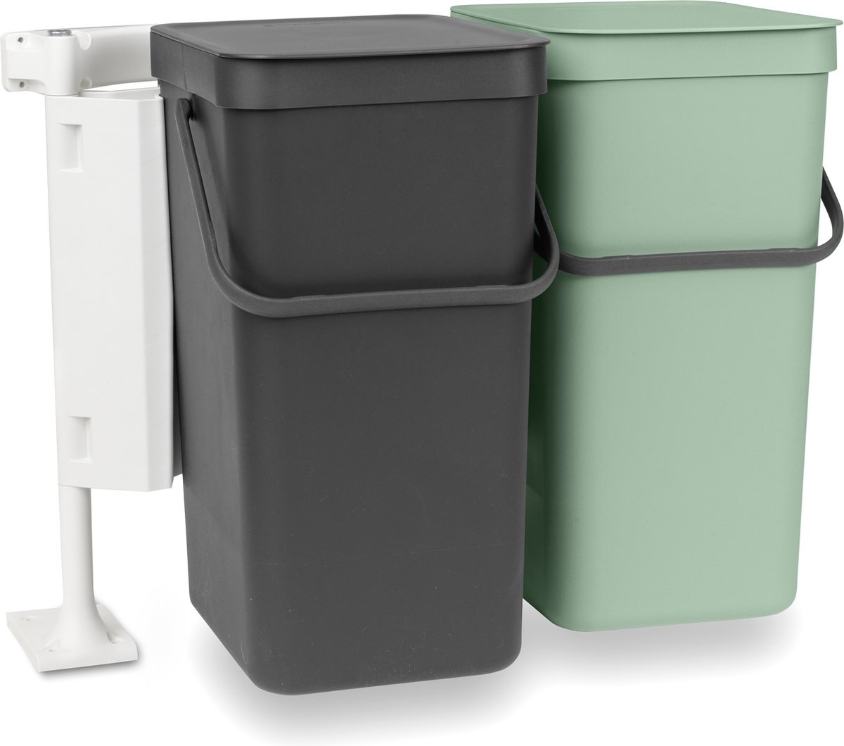 Goedkoopste Brabantia Sort & Go Inbouw Prullenbak - 2 x 16 liter - Jade Green/Grey