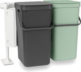 Brabantia Sort & Go poubelle à encastrer 2 x 16 litres - Jade Green en Dark Grey