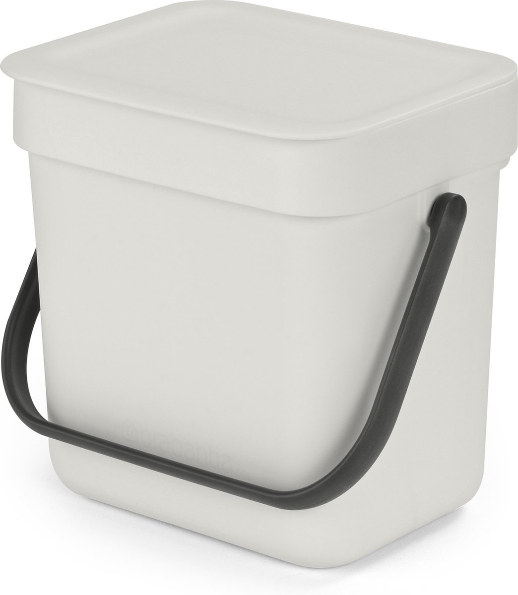 Goedkoopste Brabantia Sort & Go Aanrecht Afvalbakje - 3 liter - Light Grey