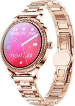 GALESTO Smartwatch Royal - Smartwatch Dames - Heren Smartwatch - Activity Tracker - Fitness Tracker - Met Touchscreen - Stalen band - Horloge - Stappenteller - Bloeddrukmeter - Verbrande calorieën - Waterbestendig - Rosé Goud