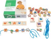 Toys for Life Educatief speelgoed 'Zeedieren rijgen' Ik leer fijne motoriek - Sensorisch speelgoed - Houten speelgoed - Spelend leren Motoriek - Fijne motoriek speelgoed - Educatief speelgoed 3 tot 6 jaar