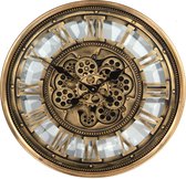 Clock Gear 60 cm diameter Ant.gld 81266 - draaiende tandwielen - geluidloos - klok - horloge - industriestijl - industrieel - cadeau - geschenk - relatiegeschenk - kerst - nieuwjaar - origine