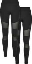 Urban Classics Sportlegging -5XL- Ladies Tech Mesh 2-pack Zwart