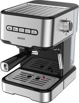 SOGO Pistonmachine met Stoompijpje - Espressomachine - 1.5l Waterreservoir - 20 bar - RVS - 850W