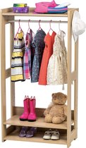 Iris Ohyama Kledingrek / kindergarderobe met planken en bovenste plank, eenvoudige montage, maximaal gewicht: 15 kg, voor kinderkamer, speelkamer - Kids Garment Rack KWR-1, licht eiken