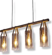 Industriële Hanglamp - Hanglampen - Plafondlamp zwart, grijs, 4 lichts - moderne handgemaakte loft design plafondlamp -  Chroom, rookkleurig, transparant