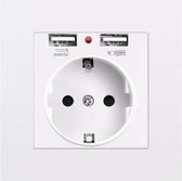 Eu Stopcontact Met Usb Voor Thuis, dual Usb Plug 5V 2A Pc Panel 86*86Mm Usb Stopcontact Smart Led On/Off 16A Outlet 220V