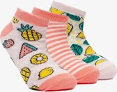 3 paar kinder sneakersokken ananas - Wit - Maat 31/34