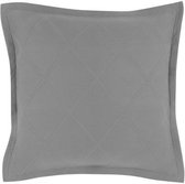 Sierkussenhoes Susan 50x50cm grijs met jacquard diamand ruit en boord 2.5cm