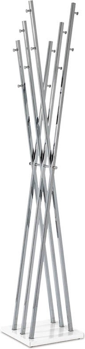 Kapstok – Chroom metaal – Verzwaarde voet – 35x35x186 cm – Modern staand design