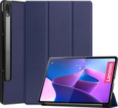 Case2go - Tablet hoes geschikt voor Lenovo Tab P12 Pro - 12.6 inch - Tri-Fold Book Case - Auto Wake functie - Blauw