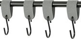 4x Leren S-haak hangers - Handles and more® | SUEDE GREY - maat L (Leren S-haken - S haken - handdoekkaakje - kapstokhaak - ophanghaken)