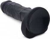 SU Silicone Dildo w/ Balls - Black - Strap On Dildos black
