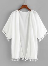 Cover-up Kimono, Boho-style, Wit, Maat XL