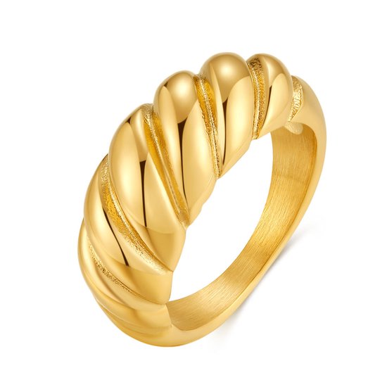 Twice As Nice Ring in goudkleurig edelstaal, gedraaide ring 60