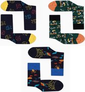 Colorcool Heren Sokken met Print | Dierenprint Sokken Set | Kleurrijke Vogels Patroon Sokken | 3 Paar | 41-46 | Premium Katoen | Normale boord - Naadloos - Geen Padding