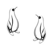 EAR IT UP - Oorbellen - Pinguïn - Push back oorknopjes - Geoxideerd 925 sterling zilver - 9 x 3.5 mm - 1 paar