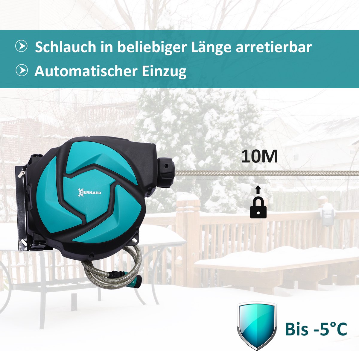 DURHAND slangenbox voor wandmontage slanghaspel 180° draaibaar met