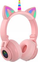 Bol.com Koptelefoon voor Kinderen-Eenhoorn-Hoofdtelefoon Kinderen -Kattenoortjes-Met Led-Kinder Headset-Bluetooth-Microfoon aanbieding