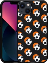 iPhone 13 Hoesje Zwart Soccer Ball Orange Shadow - Designed by Cazy