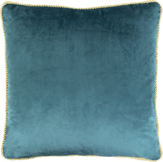 kussen fluweel goud petrol 45x45cm