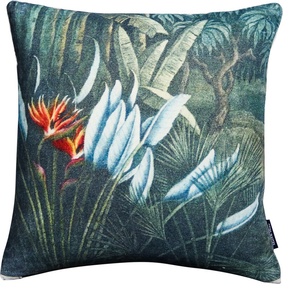 Mars & More Sierkussen - Fluweel Flamboyant Strelitzia - Multicolor - 45 Cm X 45 Cm Multi-color