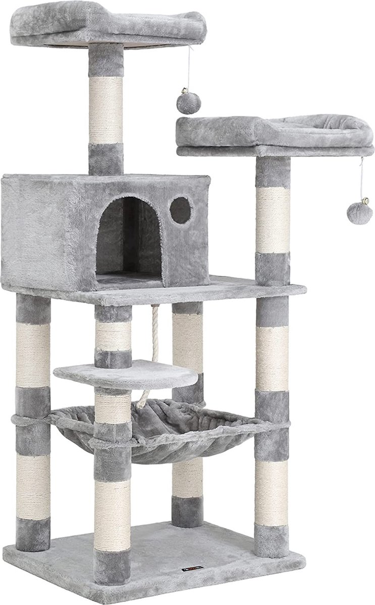 Krabpaal voor Katten - 2 uitkijkplateaus - 143 cm - lichtgrijs