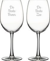 Gegraveerde Rode wijnglas 46cl De Beste Broer- De Beste Zus