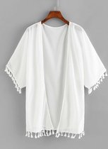 Cover-up Kimono, Boho-style, Wit, Maat M