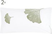 Witte Katoenen kussensloop Perkal geweven 2st 40x80cm beddengoed groene print