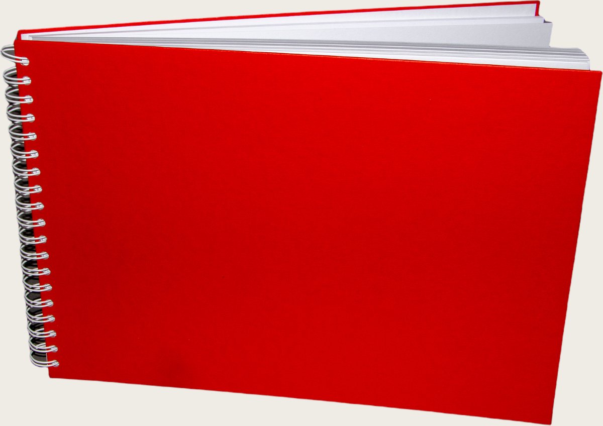 Luxe Schetsboek Tekenblok - A4 - 21x29,7cm - 140grams wit papier - Rood omslag - Ringband - WireO