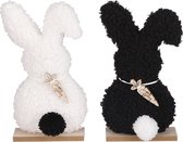 Oneiro’s Luxe PAAS konijntjes zwart + wit - 27 x 8 x 50,5 cm – decoratie – pasen – paasdecoratie – paashaas – eieren – has – kip – gekleurde eieren – paastak – lente – feestdecoratie