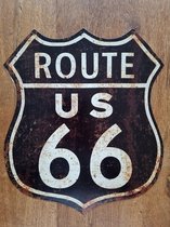 Route US 66 metalen wandbord - Shield - Route 66 schild - 35x30 cm