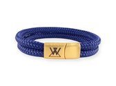 Heren touw armband blauw (gouden sluiting)