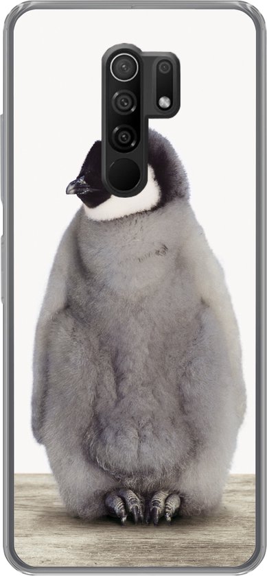 Telefoonhoesje Geschikt voor Xiaomi Geschikt voor Redmi 9 hoesje - Kinderen - Pinguïn - Grijs - Dieren - Meisjes - Jongens - Siliconen Telefoonhoesje Telefoonhoesje